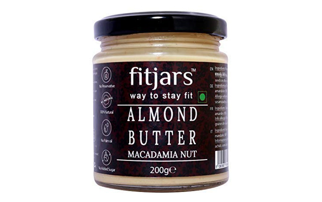 Fitjars Almond Butter with Macadamia Nut    Glass Jar  200 grams